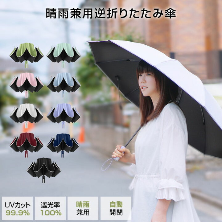 人気の春夏 折りたたみ傘 日傘 晴雨兼用 完全遮光 UVカット 自動開閉