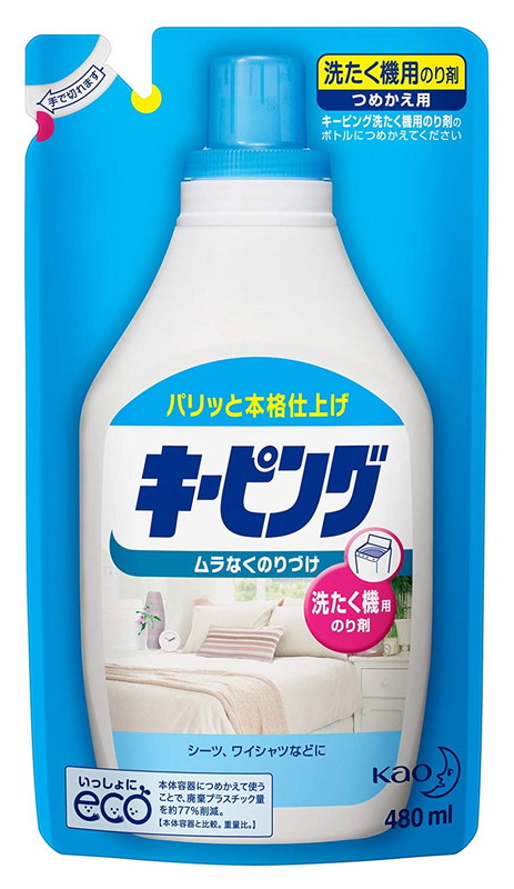 洗たく機で使う乳液タイプのり剤 花王 キーピング 洗たく機用のり剤 480ml 与え 専門店 つめかえ用