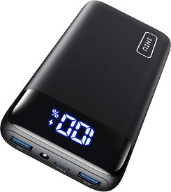 INIU Power Bank B5 モバイルバッテリー 22.5W 20000mAh ブラック 大容量 急速充電 PD 3.0 QC 4.0 3台同時充電 LEDライト付き 残量表示 PSE認証済 USB C モバイル バッテリー 携帯充電器 アウトドア 防災 緊急用 必携品 iPhone16 15 Android iPad 等 取扱説明書付き