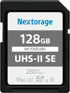 Nextorage lNXg[W [J[ 128GB UHS-II V60 SDXC[J[h F2SEV[Y 4K őǂݏox280MB/s ő发ݑx100MB/s NX-F2SE128G/INE