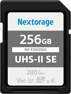 Nextorage lNXg[W [J[ 256GB UHS-II V60 SDXC[J[h F2SEV[Y 4K őǂݏox280MB/s ő发ݑx170MB/s NX-F2SE256G/INE