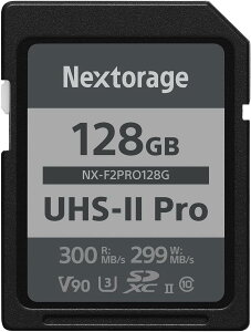 Nextorage lNXg[W [J[ 128GB UHS-II V90 SDXC[J[h F2PROV[Y pSLC 4K 8K őǂݏox300MB/s ő发ݑx299MB/s NX-F2PRO128G/INE