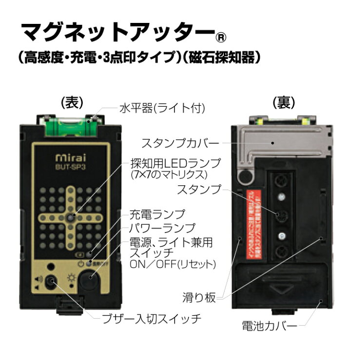 楽天市場】在庫品 マグネットアッター BUT-SP3（高感度・充電・3点印 