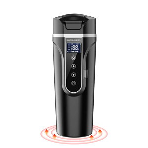 ★10月限定で最大3800円OFF★車 電気ケトル 保温機能付き 40℃?100℃ 500ml大容量 カー用&トラック用DC12V/24V 加熱 保温 湯沸し器 湯沸かし 湯ボルト ポータブルケトル ミニ 電気ポット 車中泊 LCD