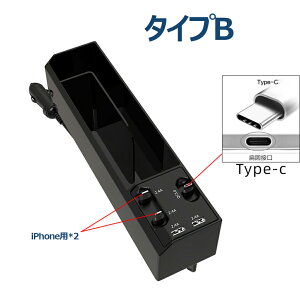 ★10月限定で最大3800円OFF★ 車シートサイドポケット 車用サイド収納ボックス 多機能収納ポケット 5台同時充電 スマホ充電 2USBポート Type-C&iPhoneプラグ付き 2M自動取り巻きケーブル 車用小物