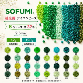【レビューで12gのビーズをもう1袋ゲット】★Bシリーズ★ ミニアイロンビーズ パーラービーズ 2.6mm 単色 全32色から選べる 補充ビーズ 12g（約1200粒）・120g（約12000粒）SOFUMI ビーズクラフト DIY ドット絵 ハンドメイド 手芸 工作