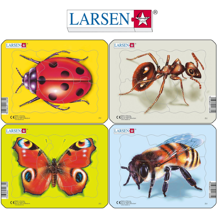 ノルウェー ラーセン社の美しいパズル パズルミニ4枚セット 昆虫（5ピース）ラーセン LARSEN お子様向けパズル ジグソーパズル ノルウェー おもちゃ 動物 プレゼント ギフト