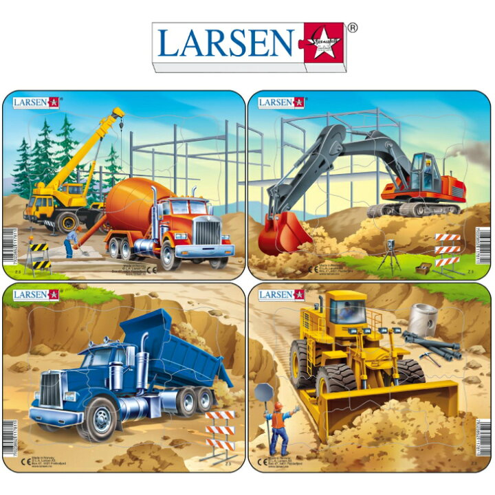 楽天市場】パズルミニ4枚セット はたらく車（7ピース）ラーセン LARSEN 