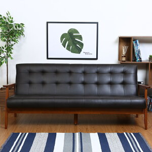 34207 バイキャストPUソファー 3P フレンズ DBR 幅170cm 3人掛け 肘あり マレーシア製 組立品 不二貿易 846DBR 3P 【メーカー直送/代引不可】