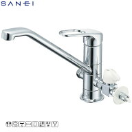 SANEI シングルレバーワンホール分岐混合栓 K87112ETJV-V2S キッチン用水栓金具 節湯 泡沫 上面施工 省施…
