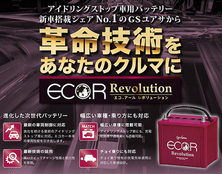 楽天市場】GSユアサ 自動車用 バッテリー ECO.R Revolution ER-S-95 