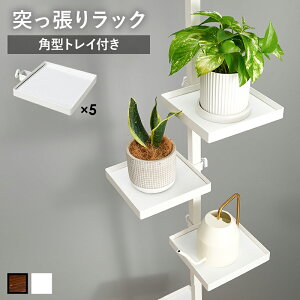 突っ張りラック 賃貸 突っ張り棒パーツ6点セット 角型トレイ5個付き 6点セット ポールラック ブラウン×ブラック ホワイト×ホワイト組立式 代引不可