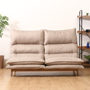 19208 ダブルクッション座椅子 2P フィット2 BE 2人用 脚付き ローチェアー 中国製 組立品 不二貿易 XY-CR-533BE 【メーカー直送/代引不可】