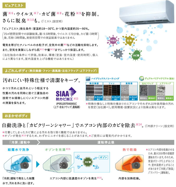 楽天市場】三菱電機 ルームエアコン 主に 8畳用 霧ヶ峰 MSZ-ZW2525-W 