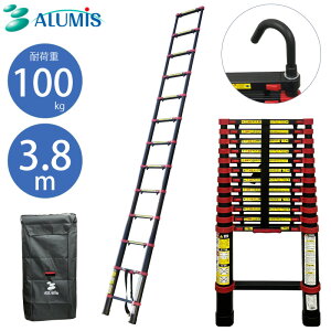 �A���~�X �L�k�͂��� �A���~ ��q �t�b�N�t�� 3.8m 13�i ASH-380BKF �ω׏d100kg �w�l�ߖh�~ ���[�ܕt�� ����s�� ALUMIS