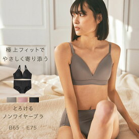 ブラジャー ショーツ セット とろける ノンワイヤー ブラジャー&ショーツ(下着 女性 レディース ブラセット ブラショーツ ワイヤレスブラ かわいい下着 ランジェリー 可愛い ブラトップ インナー 楽 楽ちん 旅行 シンプル 低反発パッド シームレス パンツ セクシー 上下 )