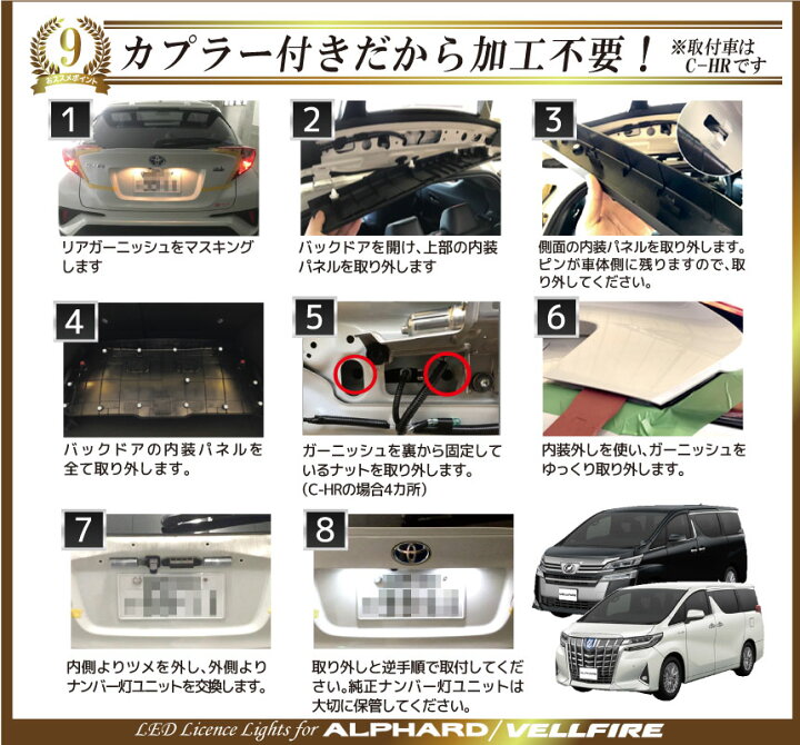 楽天市場】LED ナンバー灯 ユニット 30系 アルファード ヴェルファイア 