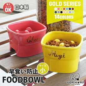 フードボウル 名入れ ゴールド 早食い防止 高台 【小】 全8色 pet132 超最速 | フードボール 高さがある 犬 猫 ペット 食器 陶器 日本製 おしゃれ 餌入れ 餌皿 水飲み 給水器 皿 犬用 猫用 超小型犬 小型犬 敬老の日 夕立窯