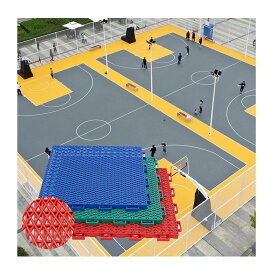 ジョイントマット 屋外 バスケットボールコート 床 材用モジュラージョイントフロアマット、耐候性大型プラスチックスプライシングフロアエクササイズフロアマット バスケコート 3平方メートル