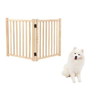 ペットゲート 、木製犬用ゲートペットフェンス、自立式、折りたたみガードレール、小型犬 中型犬 、安全柵 、脱走防止 ガード 飛び出し防止 多頭飼い ペットガー 6スライス