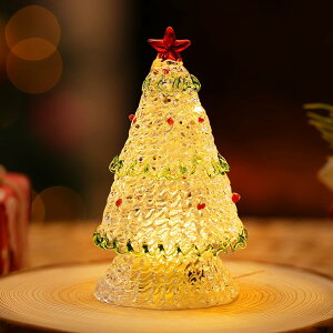 クリスマスツリー ミニクリスマスツリー 置物飾り 卓上クリスマスツリー 小型 11* 6cm クリスマス飾り 瑠璃製 クリスマスオブジェ LEDライト内蔵 ボタン電池式 部屋飾り インテリア 誕生日/入