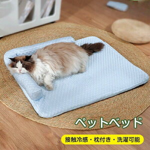 「期間限定!20%OFFクーポン配布中!」ベッド ペット クッション 冷感 枕付き 低反発 取り外せるカバー 滑り止め 犬猫兼用 ふわふわ