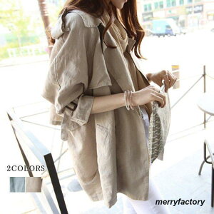 スプリングコート トレンチコート ミドル丈 レディース 7分袖 コート アウター ドルマンスリーブ ゆったり 大きいサイズ 通勤 春 春服 春新作