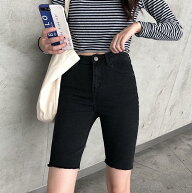 ハーフパンツ デニム レディース スキニーパンツ 五分丈 Gパン デニムパンツ スリムパンツ ショートパン…