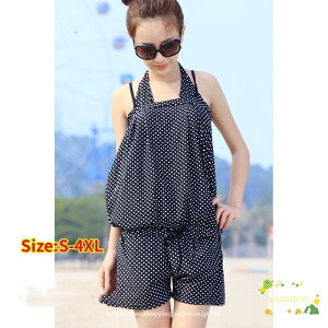 水着3点セットレディース体型カバービキニサロペットママ水着大きいサイズドット柄海水浴温泉20代30代40代50代みずぎ