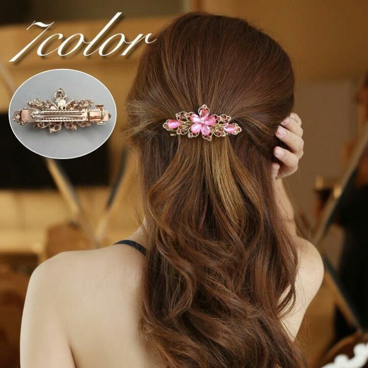 楽天市場】バレッタ ヘアアクセサリー レディース 女性 ラインストーン 