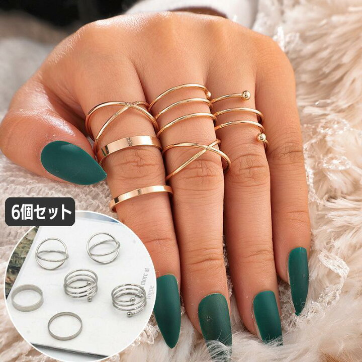 楽天市場】指輪 リング 6個セット レディース アクセサリー 細め 