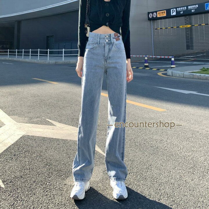 楽天市場】ワイドパンツ レディース デニム デニムパンツ ハイウエスト 