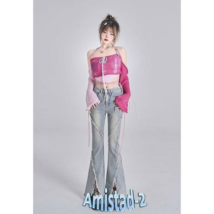 楽天市場】デニムパンツ フレアパンツ レースアップ Y2K レトロ 