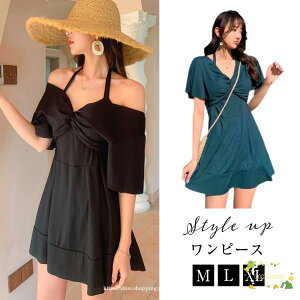 水着 レディース ワンピース 体型 カバー パンツ おしゃれ ウエスト 20代 30代 韓国 紫外線 リゾート シンプル 伸縮性 スカート 海外 黒 リボン