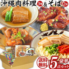 まとめ買い☆沖縄料理お肉＆沖縄そば お得な5点セット（4種類）【送料無料】/沖縄料理　送料無料　セット_2100000787692 ギフトセット/お年賀 初売り