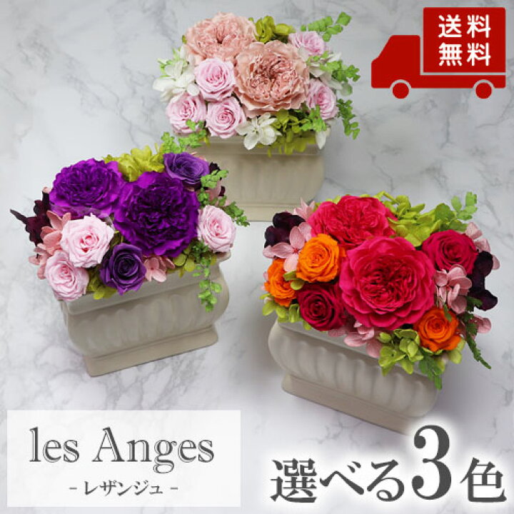 楽天市場】プリザーブドフラワー 選べる3色 レザンジュ（L） 送料無料  