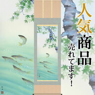 掛軸 掛け軸 夏用 四季花鳥 楓に鮎 長江桂舟 尺五立 約横54.5cm×縦190cm【送料無料】d8416 夏 夏掛 夏掛…