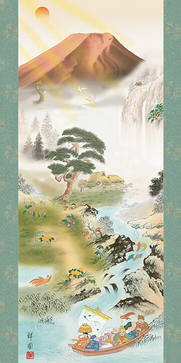 楽天市場】掛軸 掛け軸 開運万全図 山本祥園 【尺五立・桐箱入り】約横 