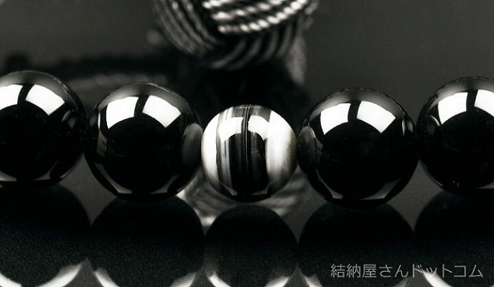 楽天市場】数珠 念珠 黒オニキス 二天縞瑪瑙仕立 利久梵天房（桐箱付 