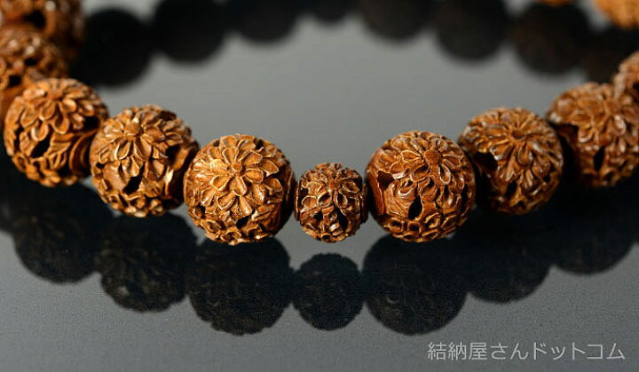 楽天市場】数珠 念珠 つげ菊彫共仕立 正絹頭房（桐箱付）【略式数珠 