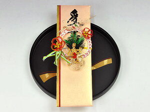 受書(結納に対する受書・パターンB【御結納品一式】)【黒塗り丸盆】細長タイプ(孔雀仕様)