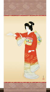 掛軸 掛け軸 和風モダン掛 序の舞 上村松園 約横28cm×縦60cm ミニサイズ ミニ掛軸 名画複製画 g6573 KM3R1-012