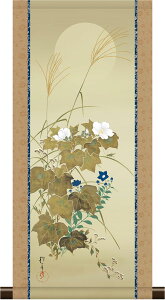 掛軸 掛け軸 和風モダン掛 酒井抱一 秋草に螽斯図 約横28cm×縦60cm ミニサイズ ミニ掛軸 名画複製画 g6623 KM3R1-067