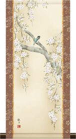 掛軸 掛け軸 和風モダン掛 春用 桜花に小鳥 森山観月 約横28cm×縦60cm ミニサイズ ミニ掛軸 g6676 KM3R2-012 春 春掛 春掛け 花鳥 サクラ 和室 和 床の間 和風 お祝い 御祝 贈答 贈り物