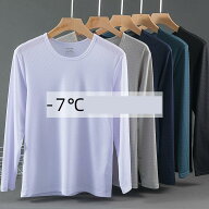 Tシャツ メンズ 接触冷感 涼しい 速乾 長袖 インナーシャツ クルーネック vネック 薄手 無地 春 夏 秋 ス…
