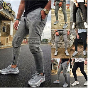 スウェットパンツ メンズ スキニーパンツ ストレッチ スリムパンツ ボトムス カジュアルパンツ チノパン 美脚 伸縮 タイト 裾ファスナー ジャージ スポーツ