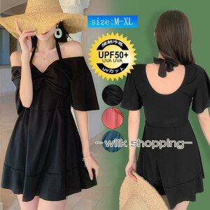 水着 レディース ワンピース水着 ノンワイヤー オールインワン 体型カバー サロペット カジュアル きれいめ 温泉 旅行 スイミング プール