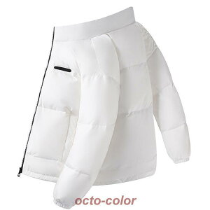 無地でシンプルなショート丈ダウンジャケット メンズ 立ち襟 ボリューム感 防寒対策 暖かい 軽量 防寒 防風 定番 あったか 冬