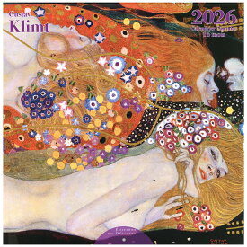 2026年 ウォールカレンダー クリムト KLIMT 30×30cm 壁掛け アート 輸入版 フランス製 輸入版 日本の祝日シール付き