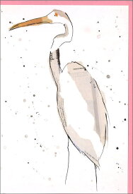 グリーティングカード 多目的 貼り絵「コウノトリ」 封筒180×125mm 動物 イラスト メッセージカード 輸入雑貨(NC8637)